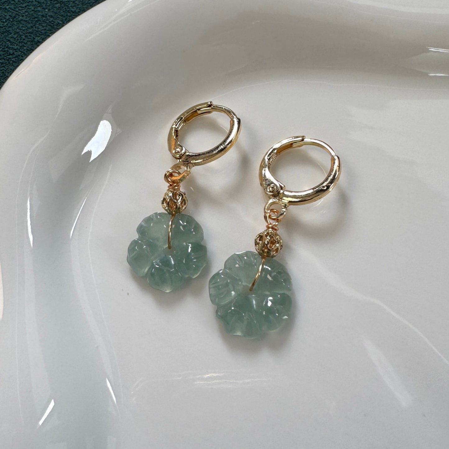Petal Jadeite Drop Huggies