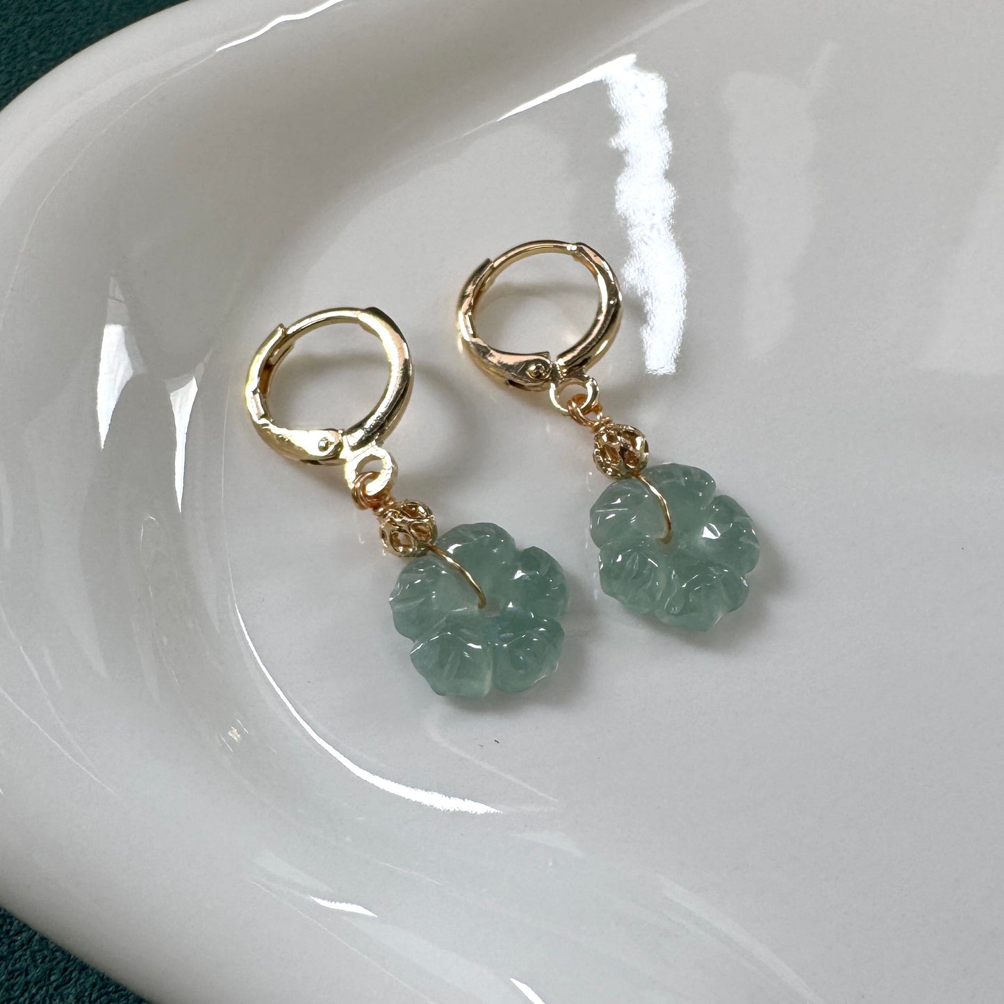 Petal Jadeite Drop Huggies