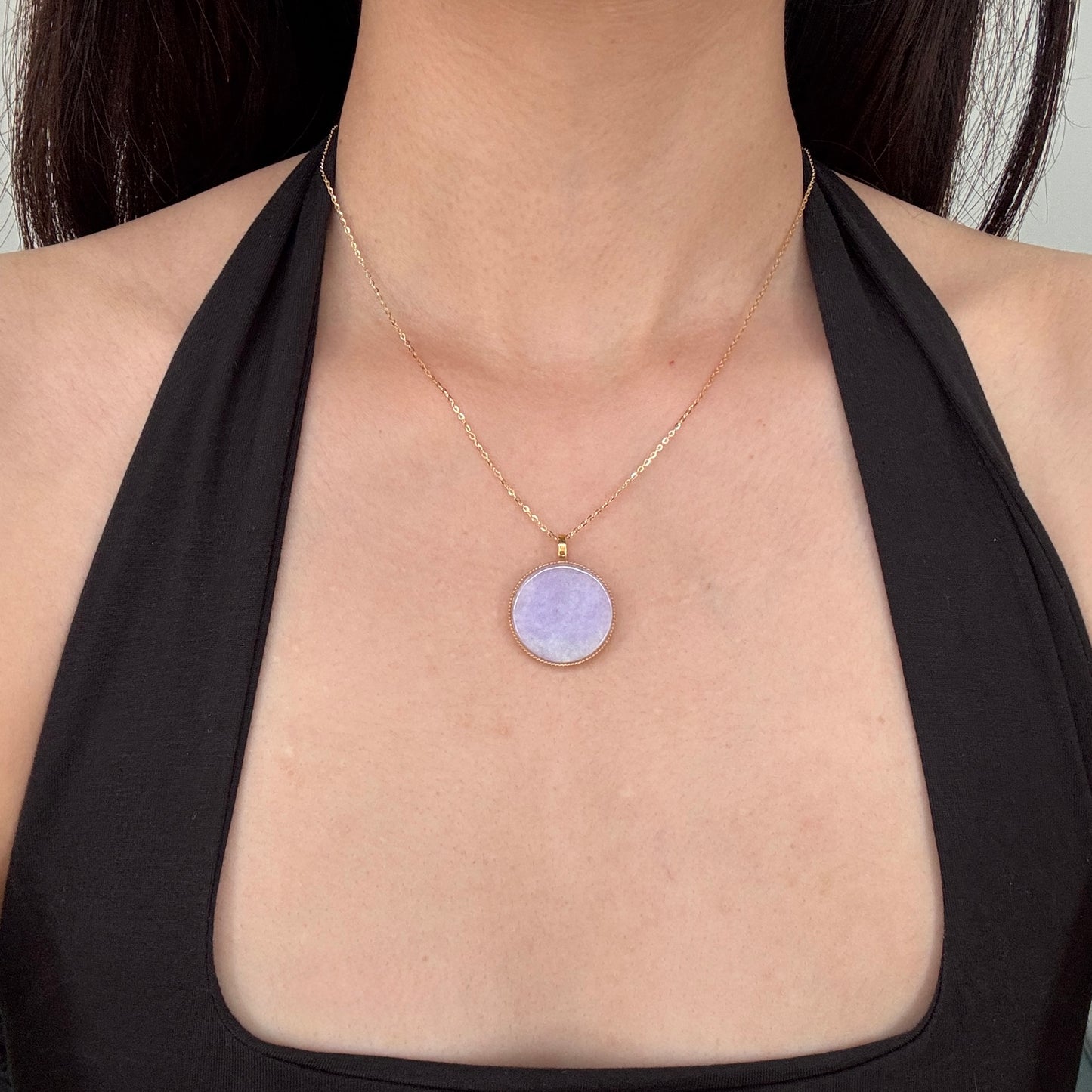 18k Gold Lilac Jadeite Pendant