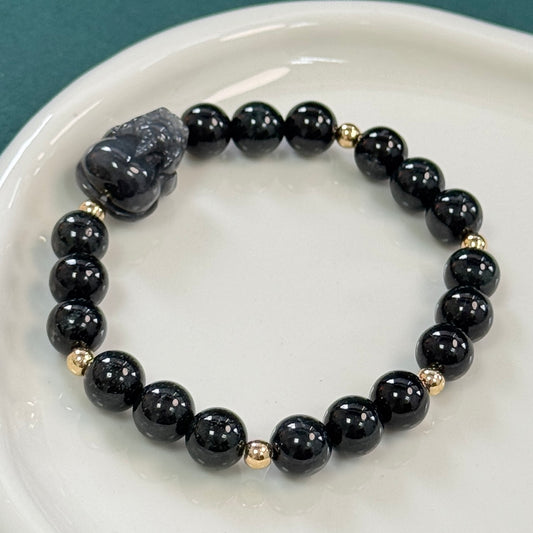 Pixiu Jadeite Bracelet | Black