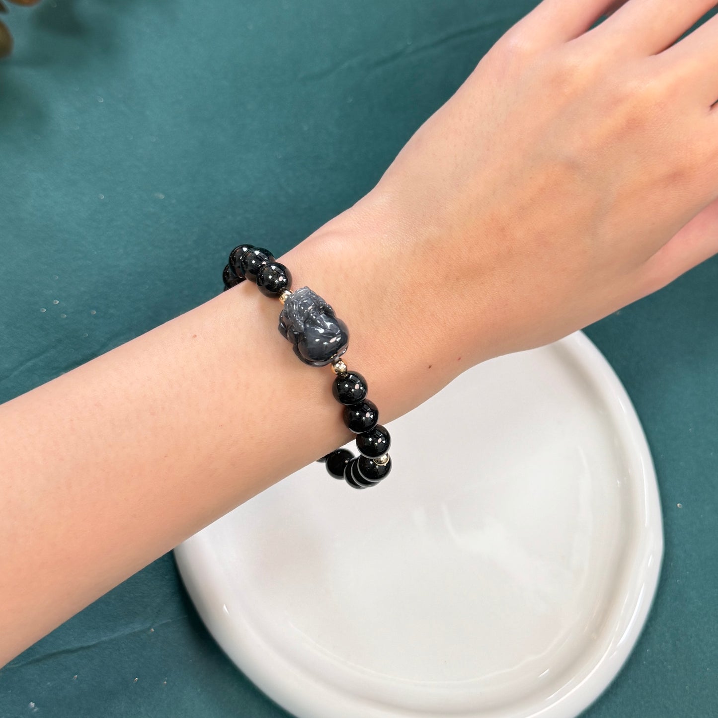 Pixiu Jadeite Bracelet | Black
