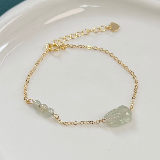 Pixiu Jadeite Bracelet | Icy Green