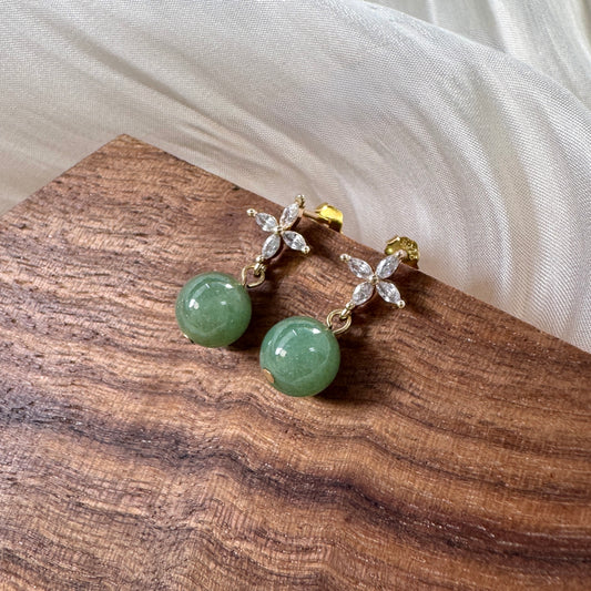 Petal Jadeite Drop Earstuds