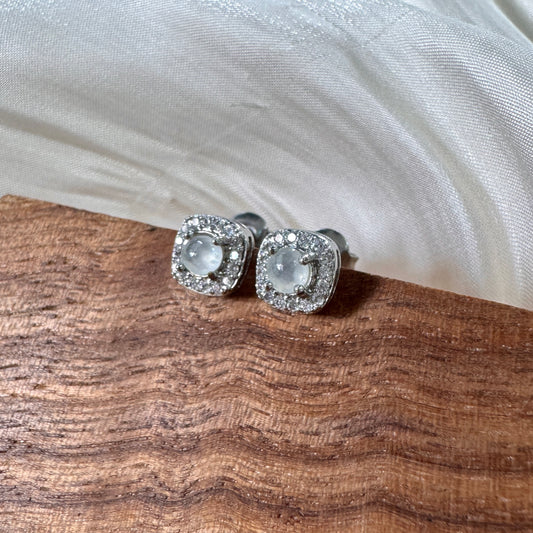 Square Halo Jadeite Earstuds