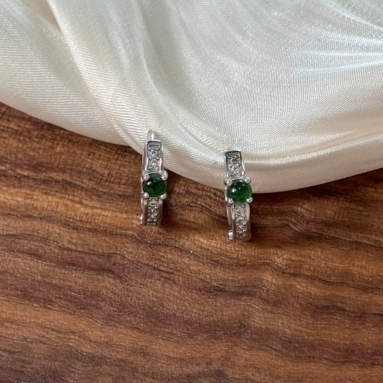 Pavé Jadeite Huggies