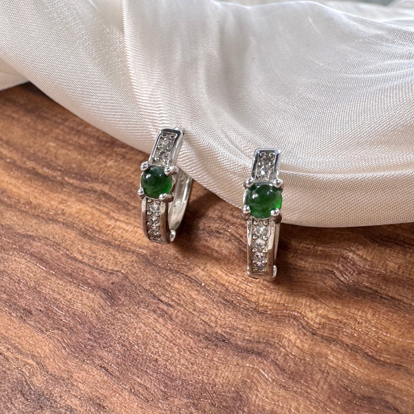 Pavé Jadeite Huggies