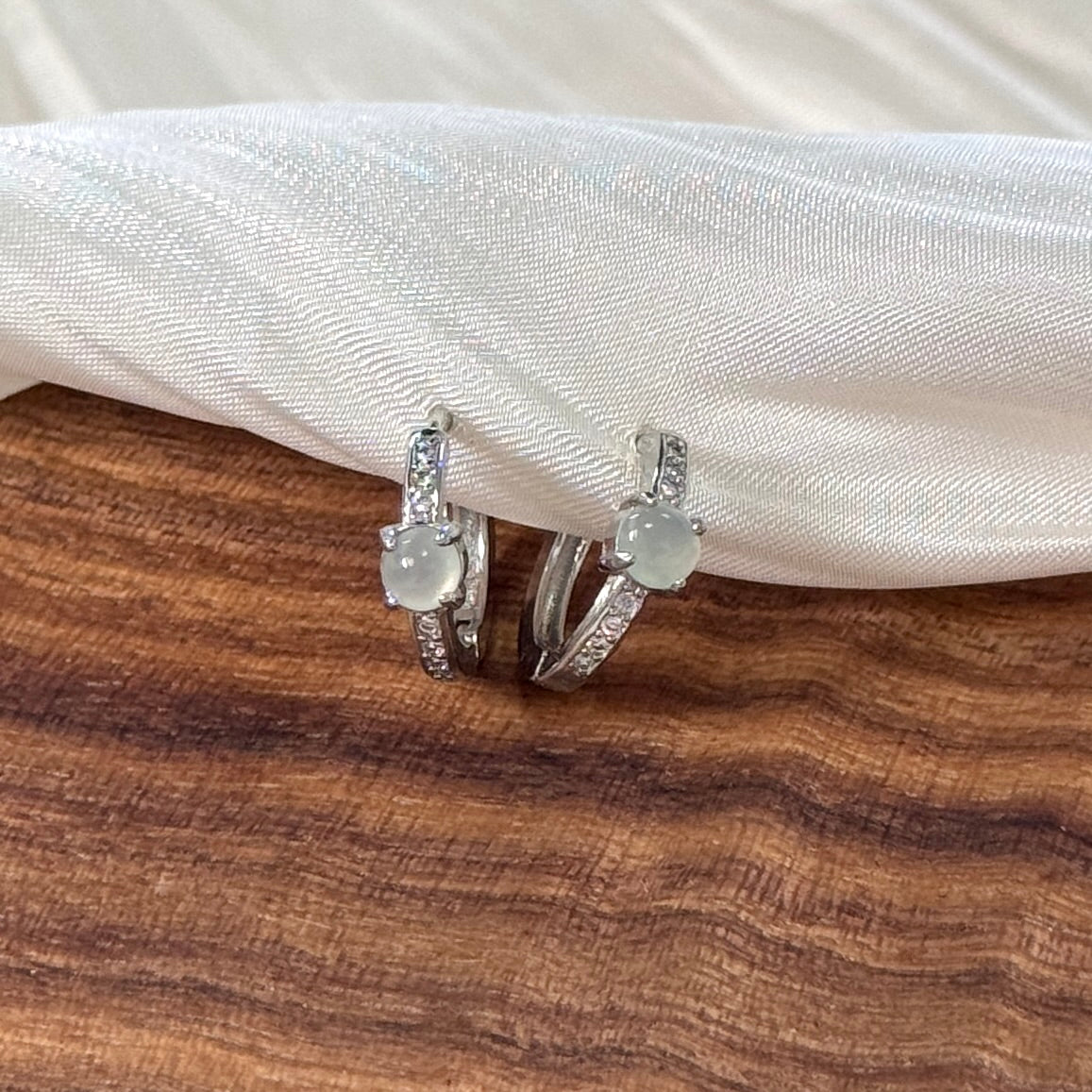 Pavé Jadeite Huggies