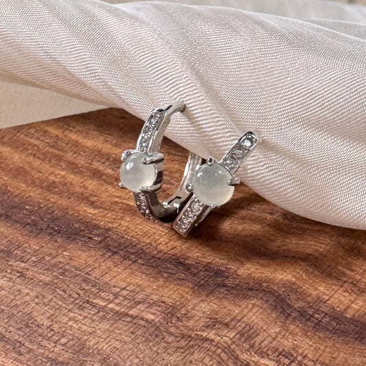 Pavé Jadeite Huggies