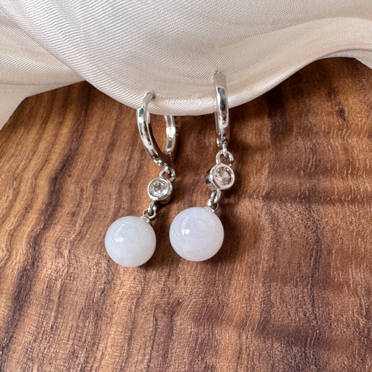 Orb Jadeite Drop Huggies | White