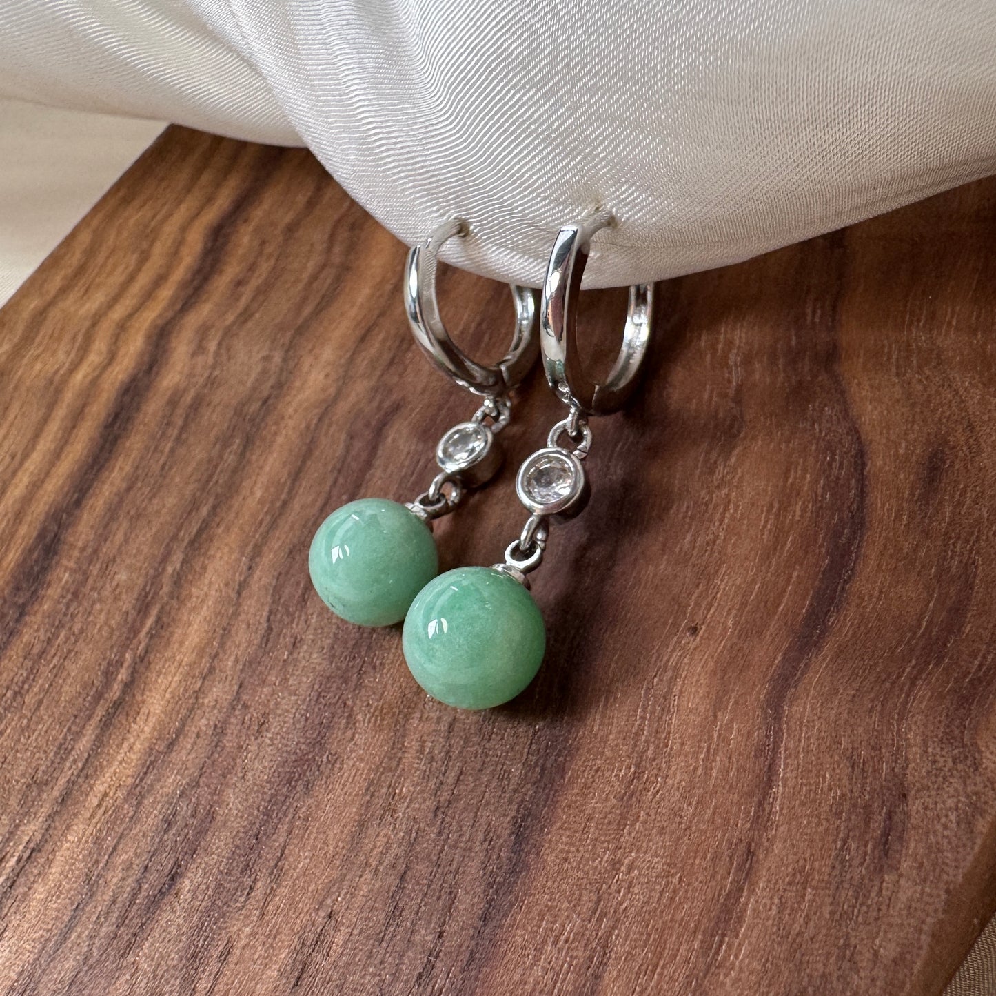 Orb Jadeite Drop Huggies | Green