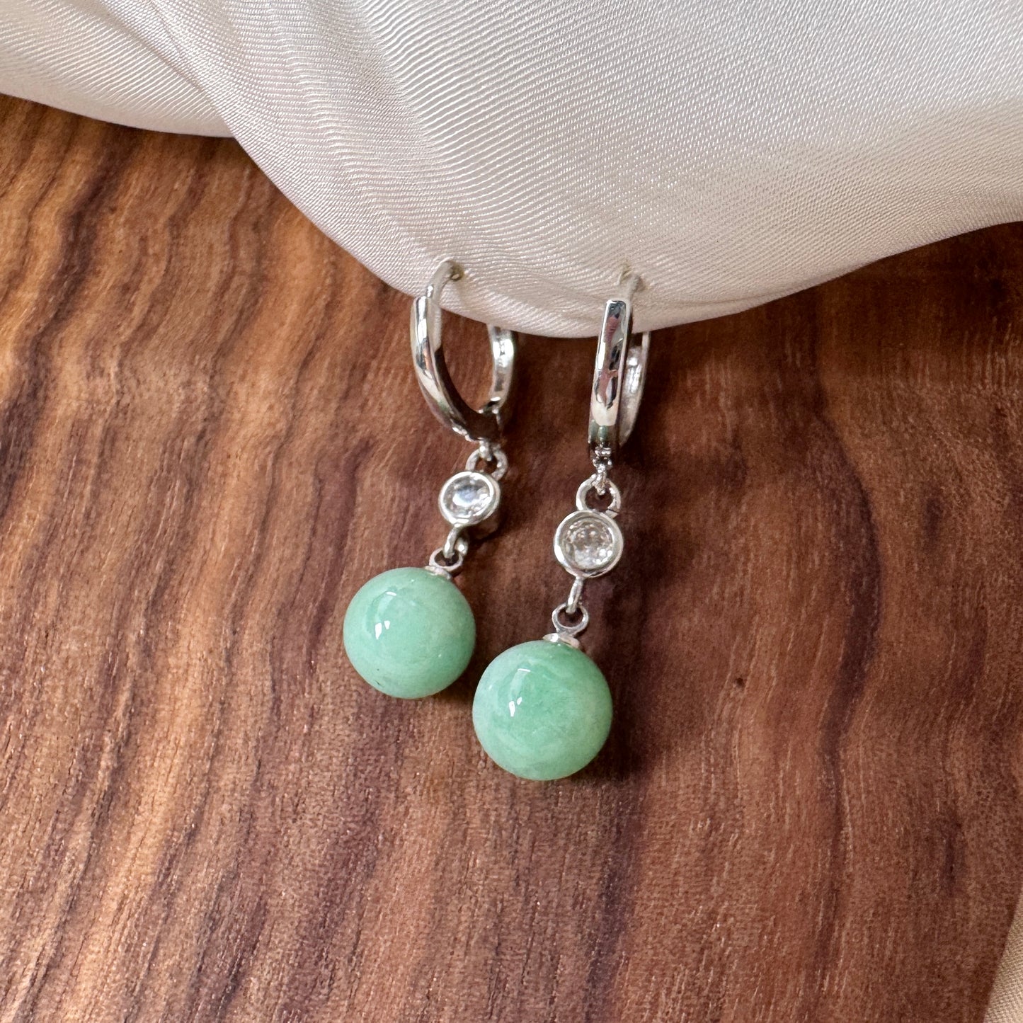 Orb Jadeite Drop Huggies | Green