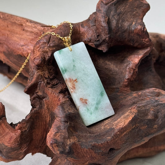 PIAOHUA | 18k Gold Jadeite Oblong Pendant