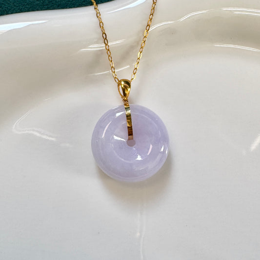 FOR HER | 18k Gold Lavender Jadeite Doughnut Pendant (YG)
