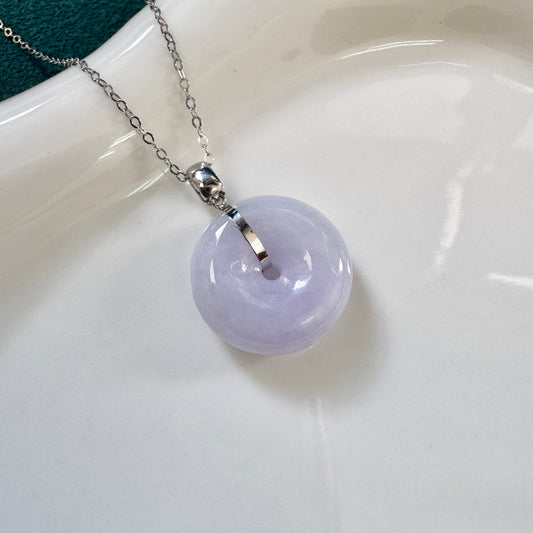 FOR HER | 18k Gold Lavender Jadeite Doughnut Pendant (WG)