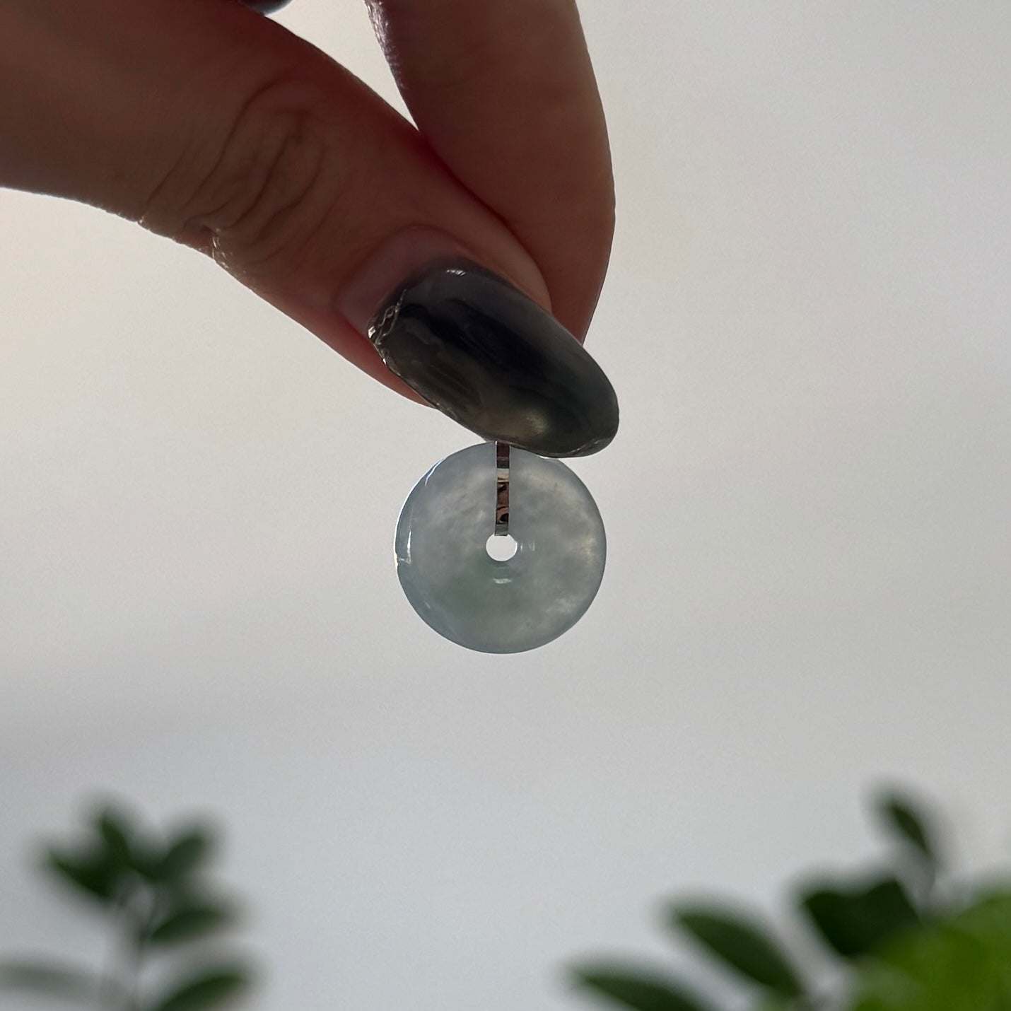 FOR HER | 18k Gold Blue Jadeite Doughnut Pendant (WG)