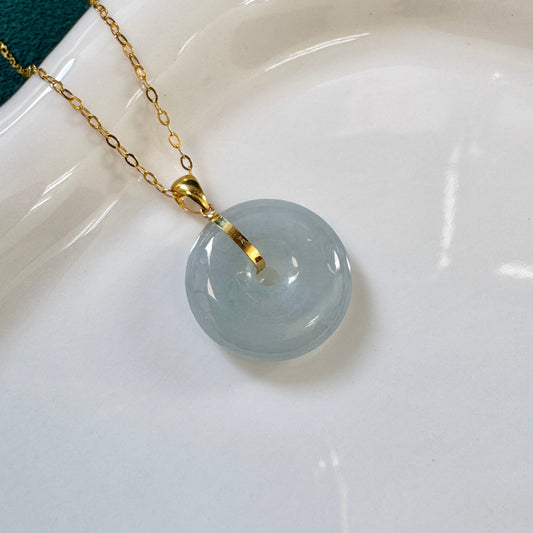 FOR HER | 18k Gold Blue Jadeite Doughnut Pendant (YG)