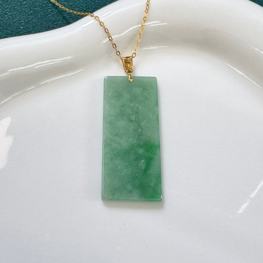 FOR HER | 18k Gold Jadeite Rectangle Pendant
