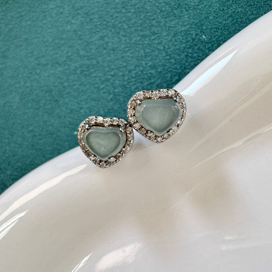 FOR HER | Heart Jadeite Earstuds