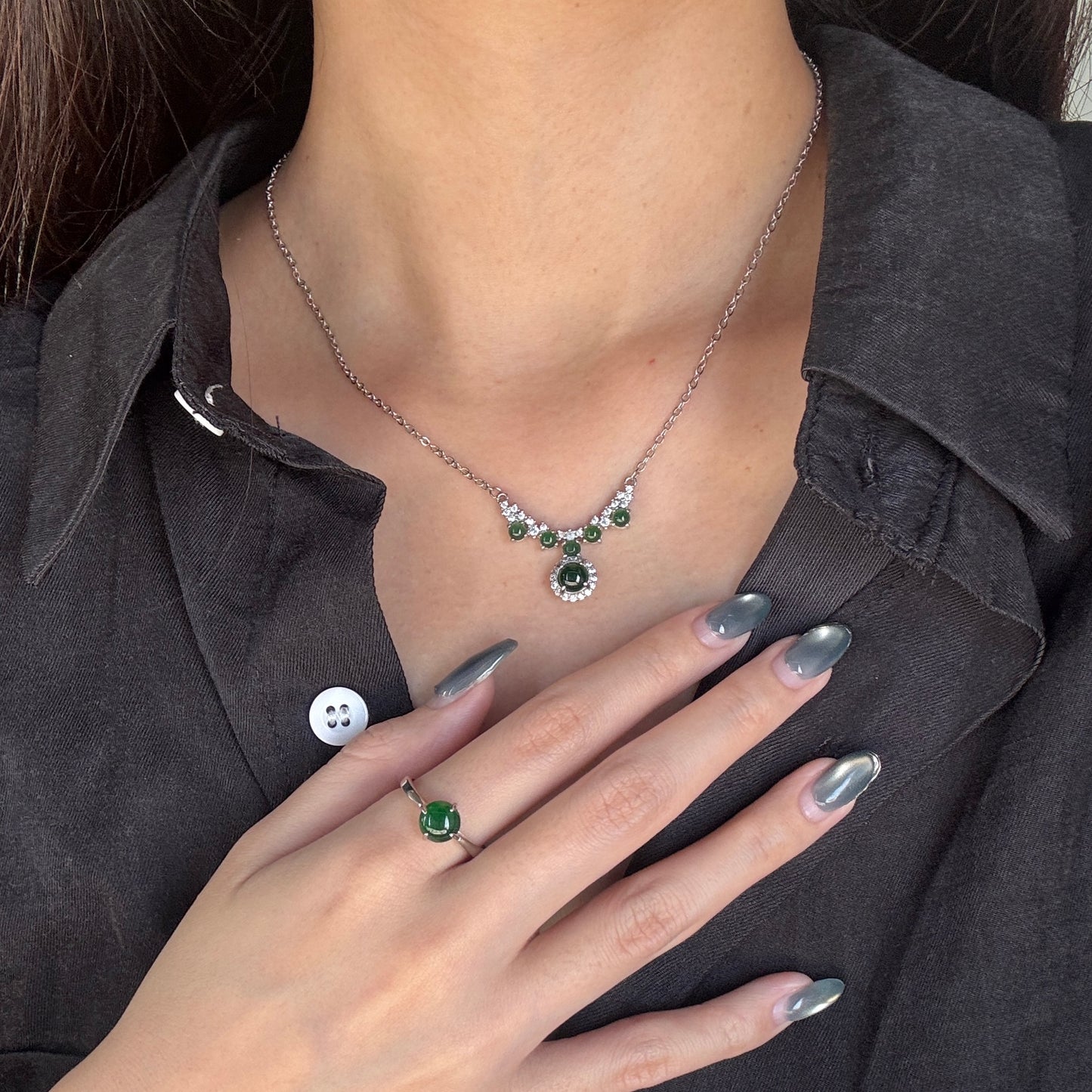 FOR HER | Drop Jadeite Necklace (Green)