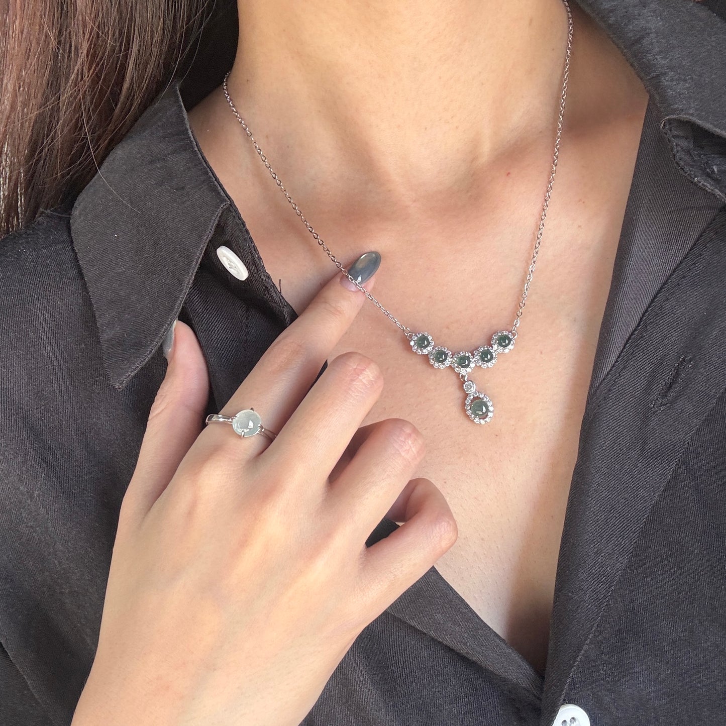 FOR HER | Drop Jadeite Necklace (Blue)