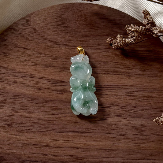 18k Gold Buddha Hand Melon Jadeite Pendant