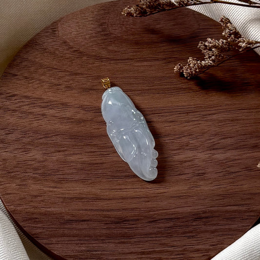 18k Gold White Ginseng Jadeite Pendant