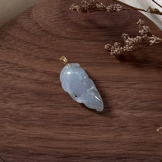 18k Gold Lavender Ginseng Jadeite Pendant