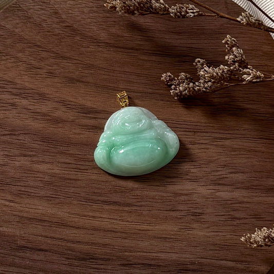 18k Gold Laughing Buddha Jadeite Pendant (big)