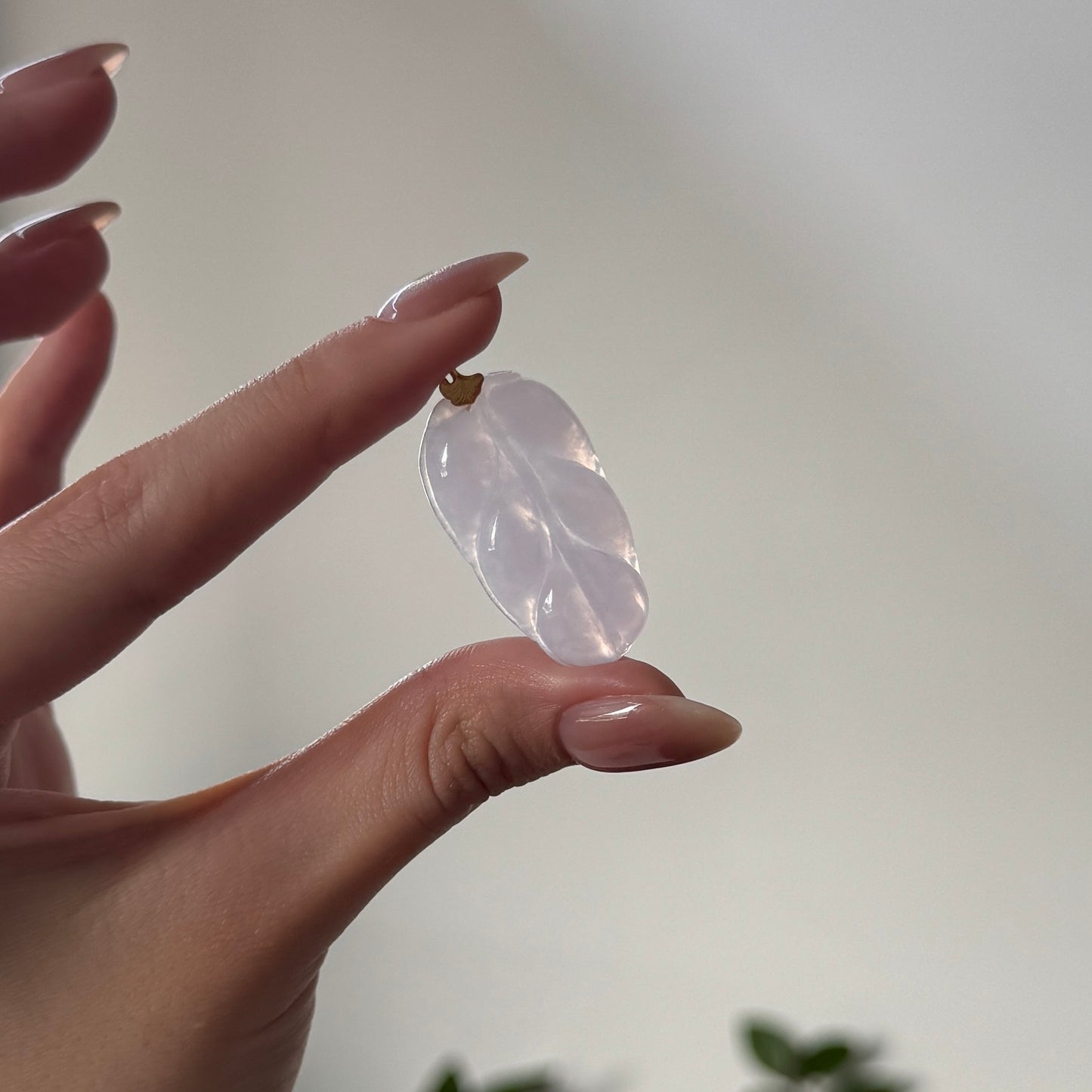 18k Gold Leaf Jadeite Pendant