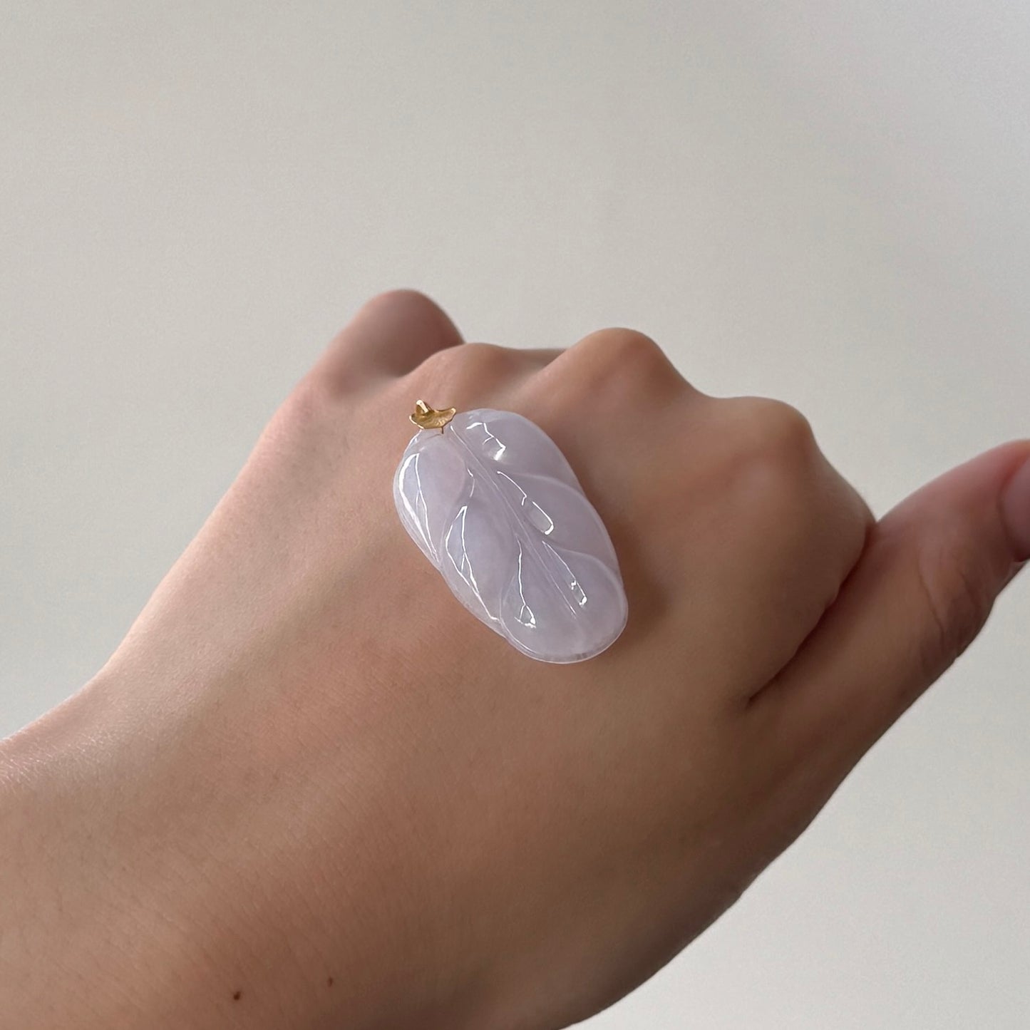 18k Gold Leaf Jadeite Pendant