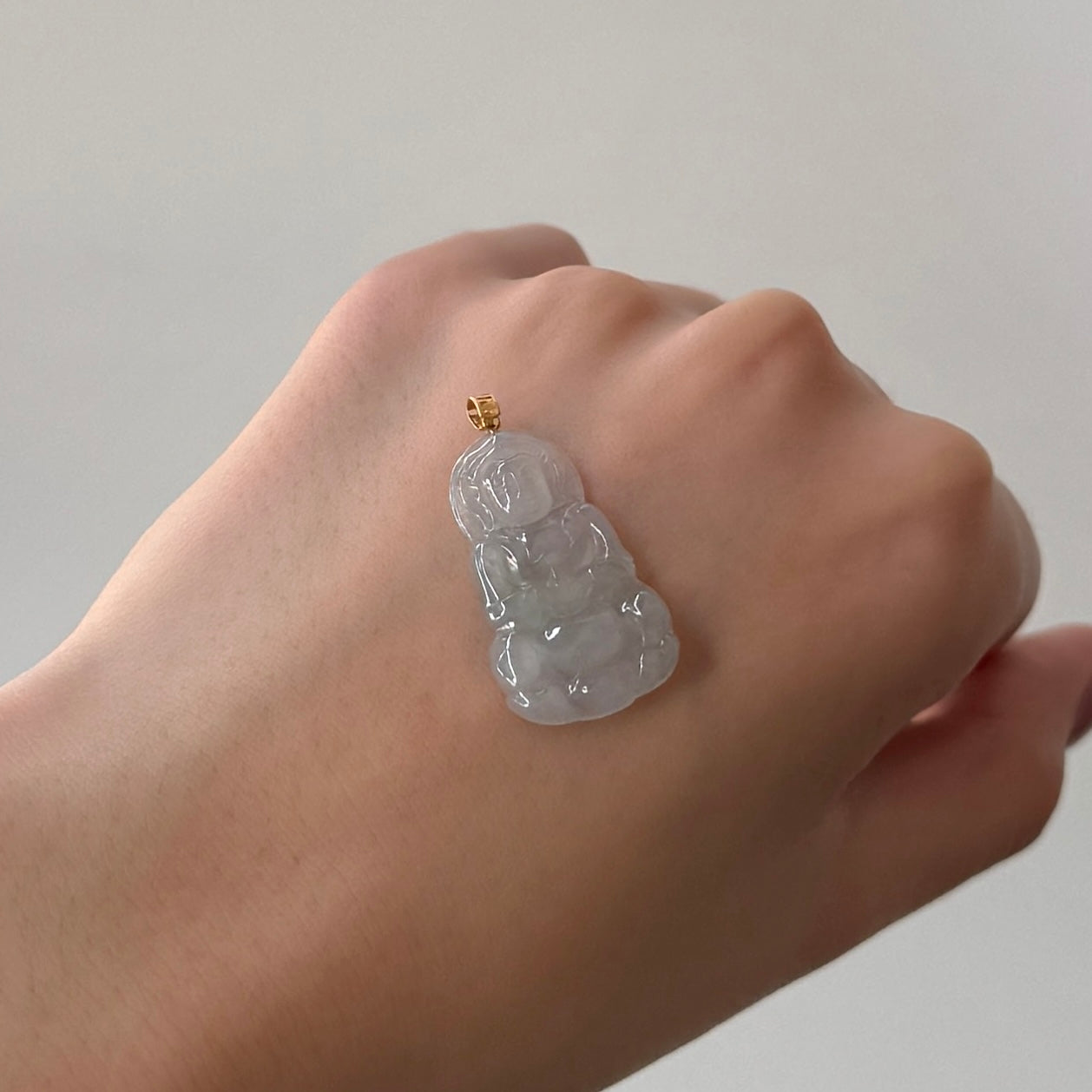 18k Gold Guan Yin Jadeite Pendant