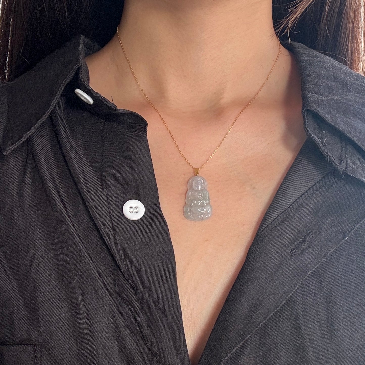 18k Gold Guan Yin Jadeite Pendant