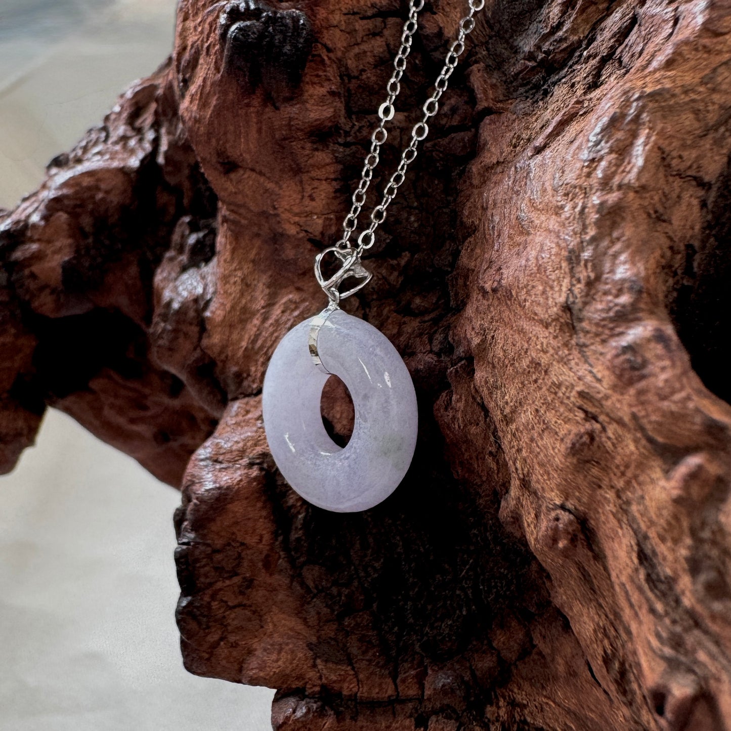 WISTERIA | 18k Gold Lavender Jadeite Doughnut Pendant I