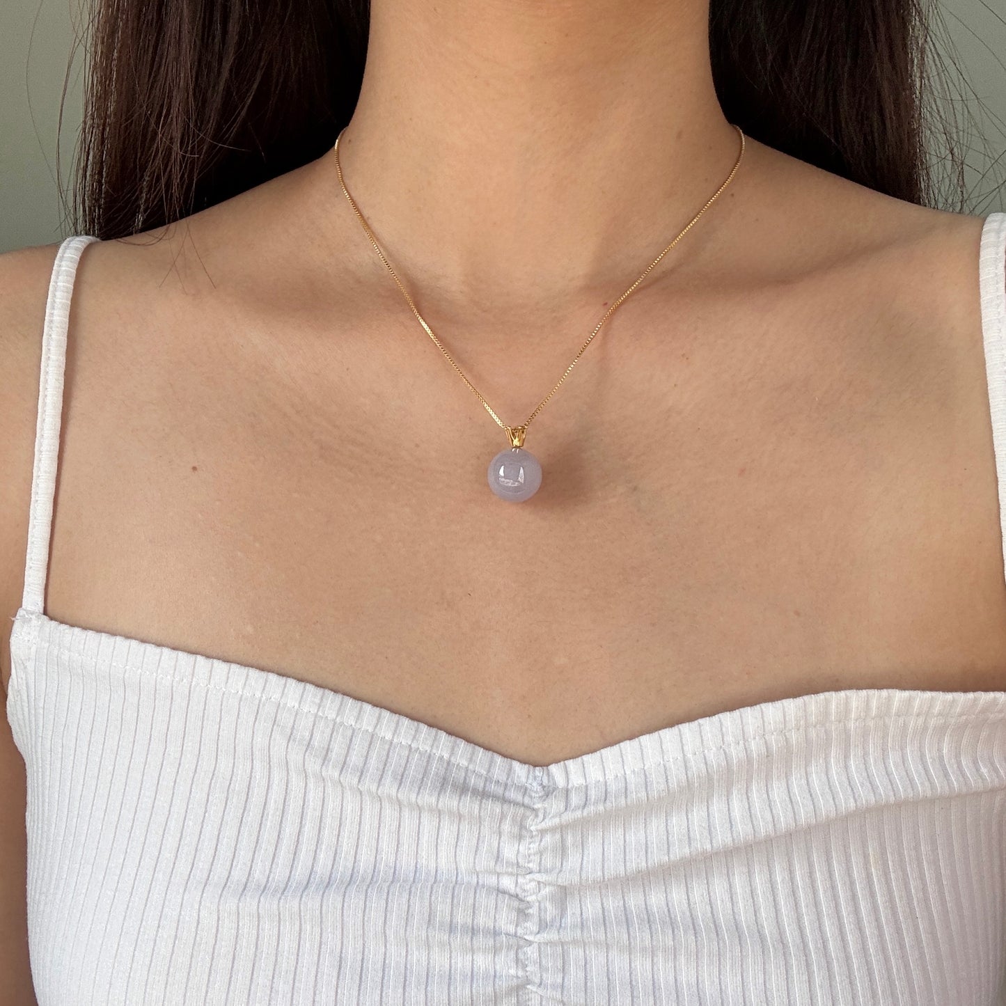 WISTERIA | 18k Gold Lavender Jadeite Sphere Pendant