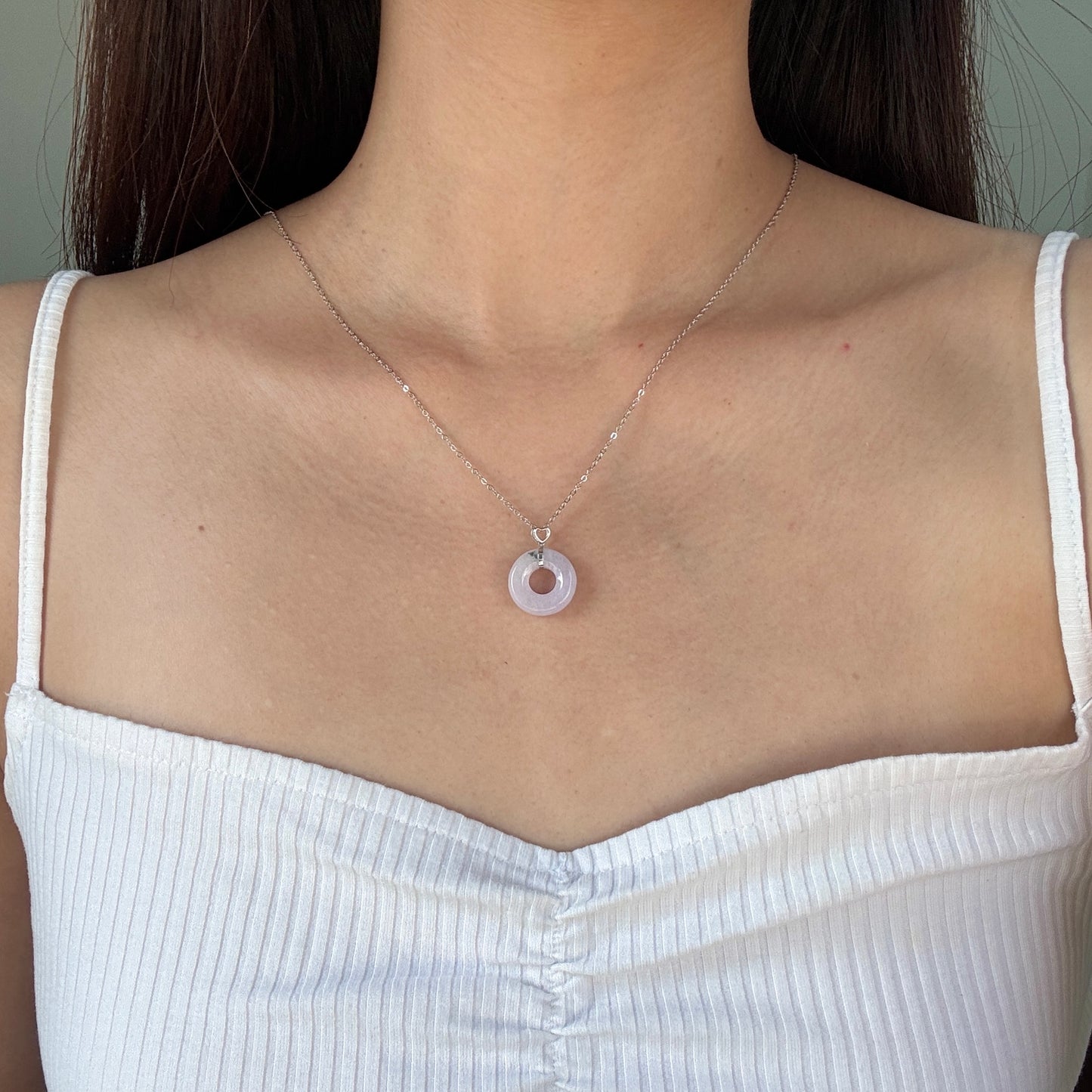 WISTERIA | 18k Gold Lavender Jadeite Doughnut Pendant I