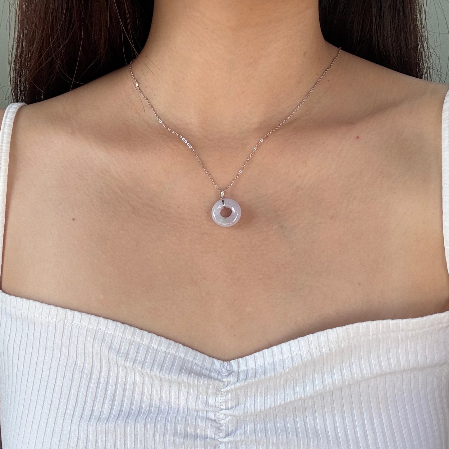 WISTERIA | 18k Gold Lavender Jadeite Doughnut Pendant II