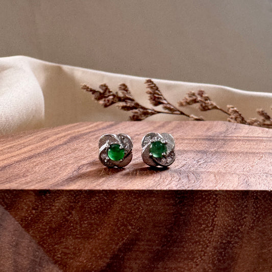 Floral Jadeite Earstuds