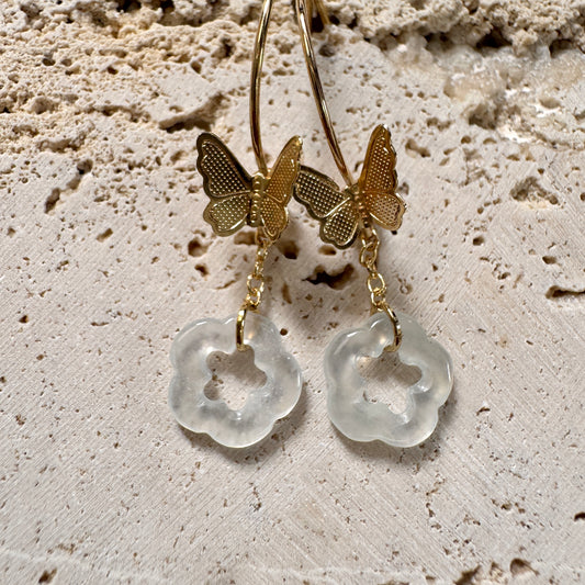 SUMMER | Butterfly Floral Jadeite Earrings