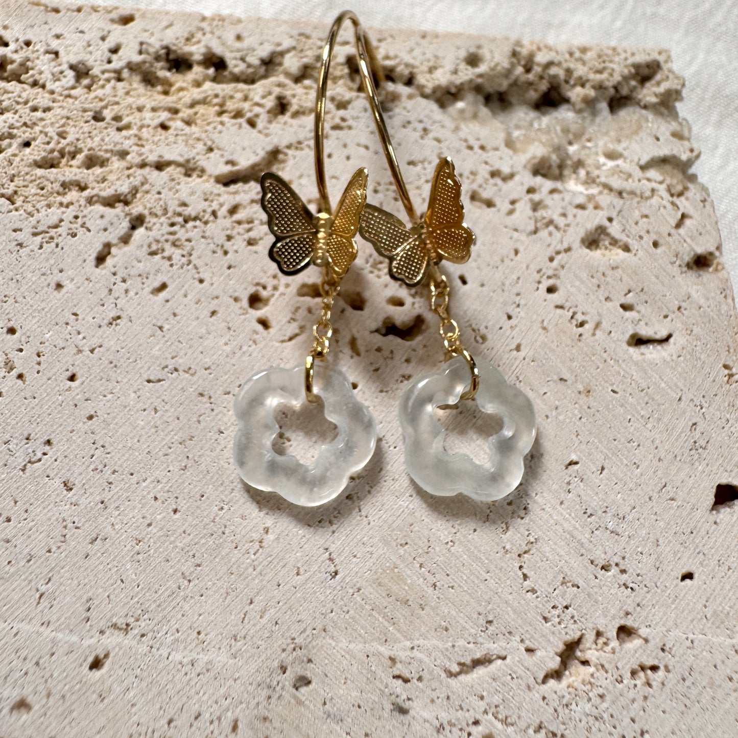 SUMMER | Butterfly Floral Jadeite Earrings