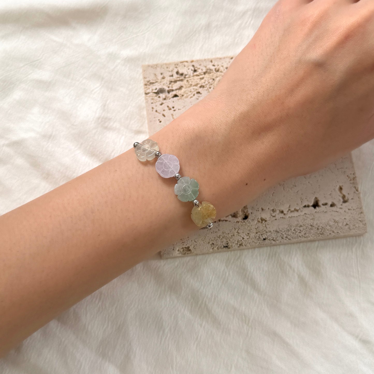 SUMMER | Multi-coloured Floral Jadeite Bracelet