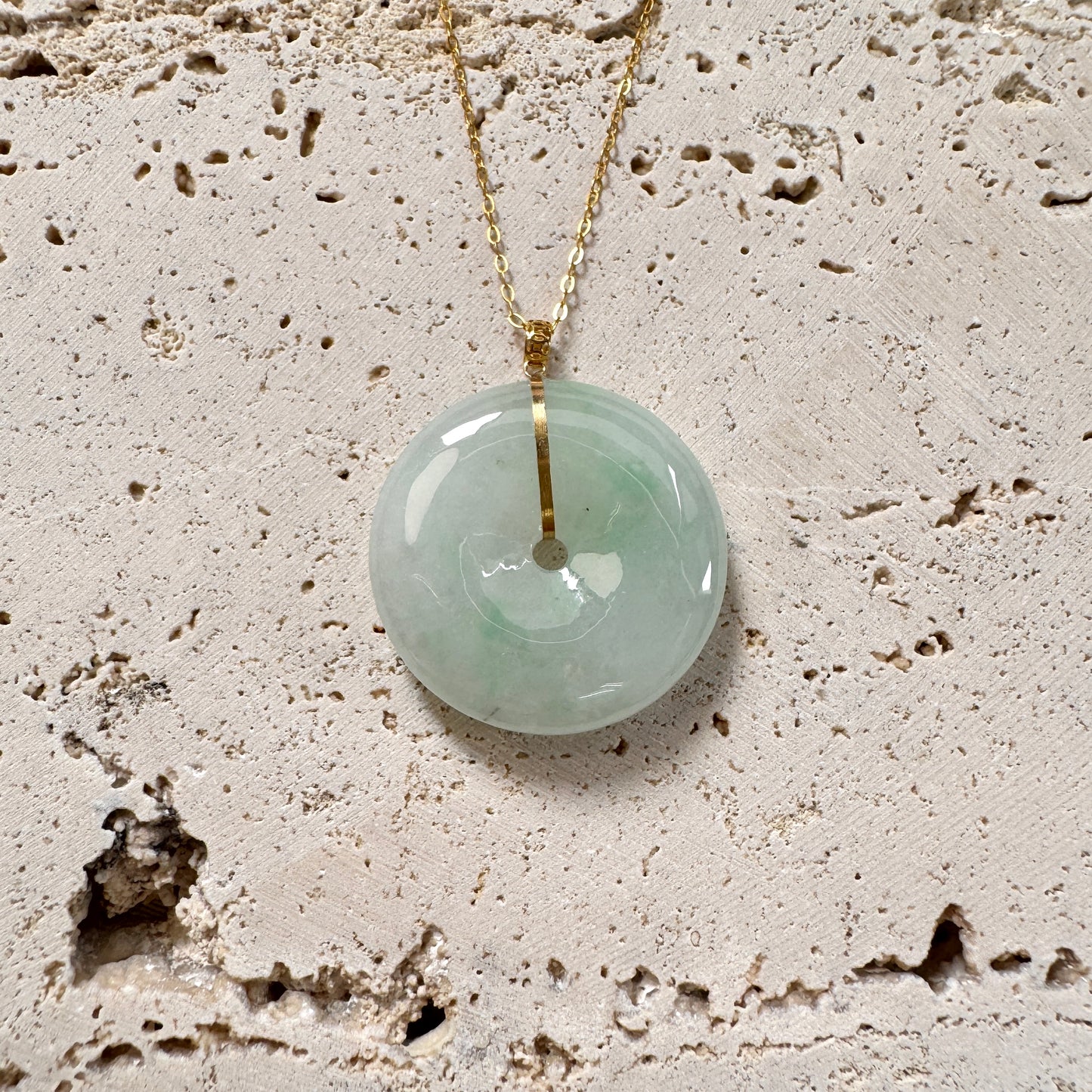 SUMMER | 18k Gold Green Jadeite Doughnut Pendant