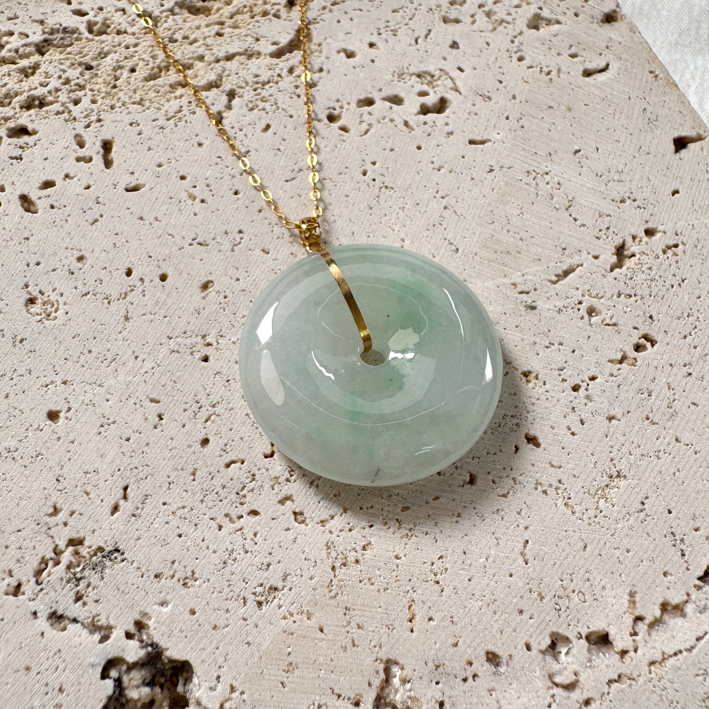 SUMMER | 18k Gold Green Jadeite Doughnut Pendant
