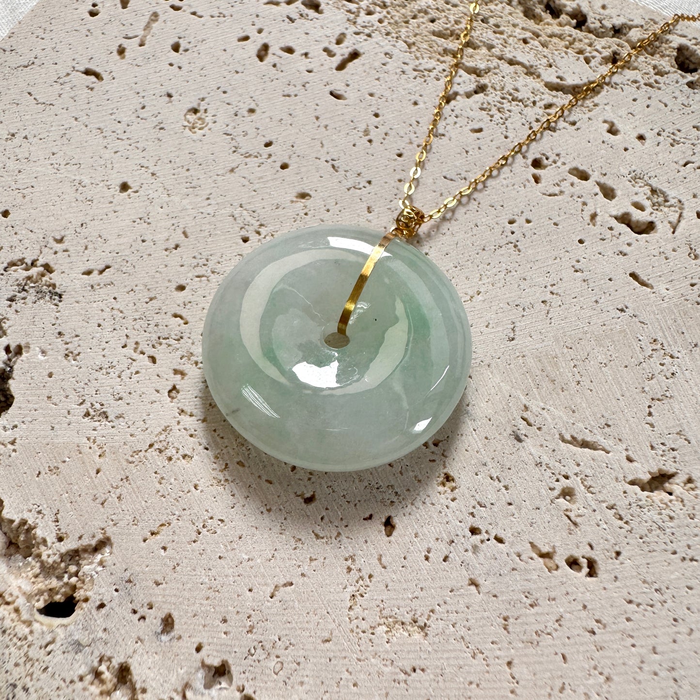 SUMMER | 18k Gold Green Jadeite Doughnut Pendant