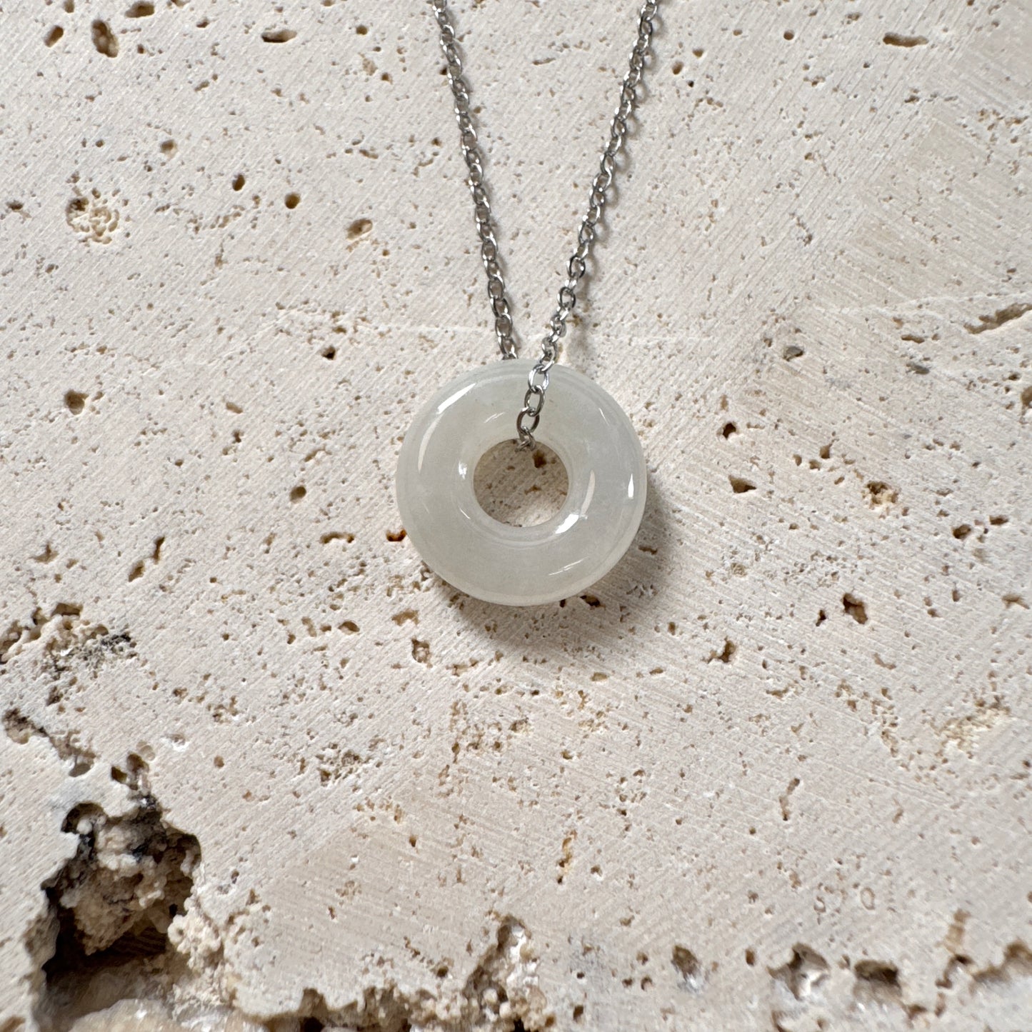 SUMMER | White Bagel Jadeite Necklace