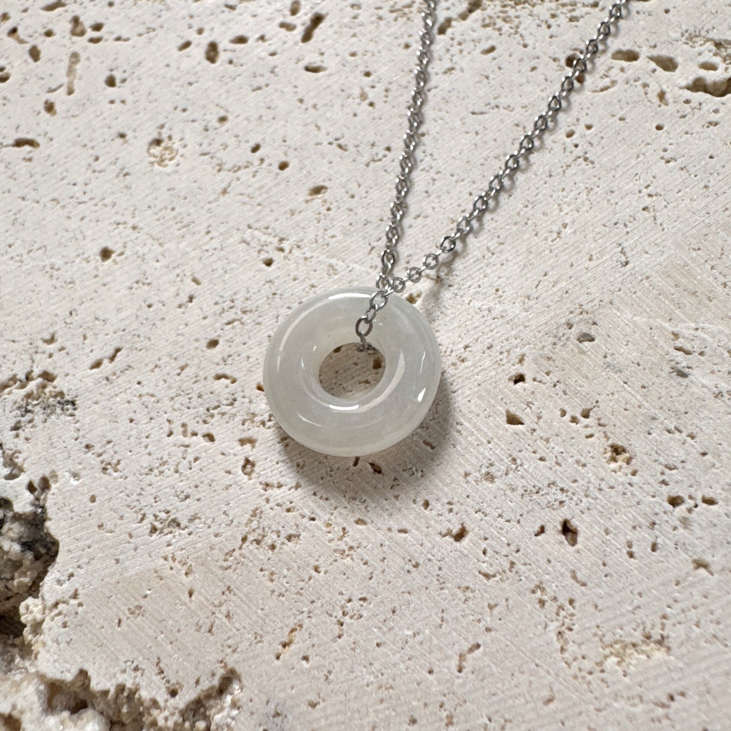 SUMMER | White Bagel Jadeite Necklace