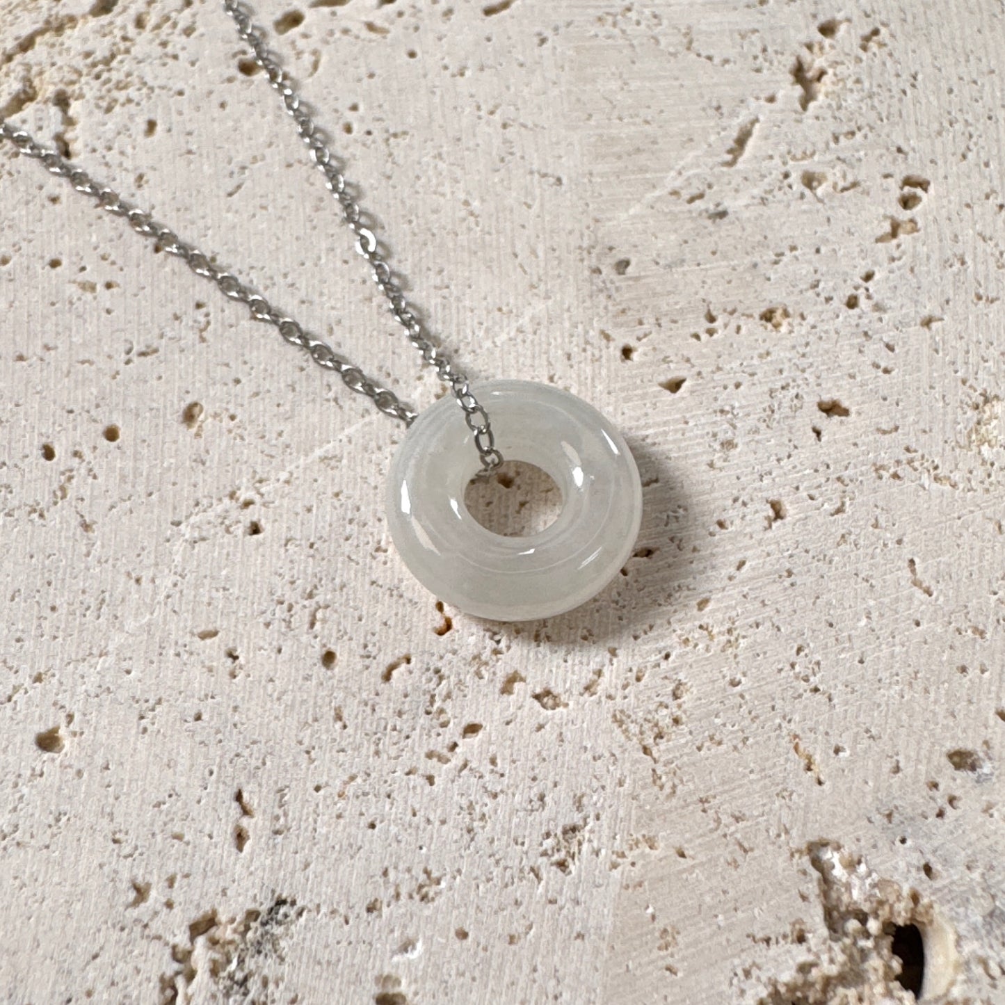 SUMMER | White Bagel Jadeite Necklace