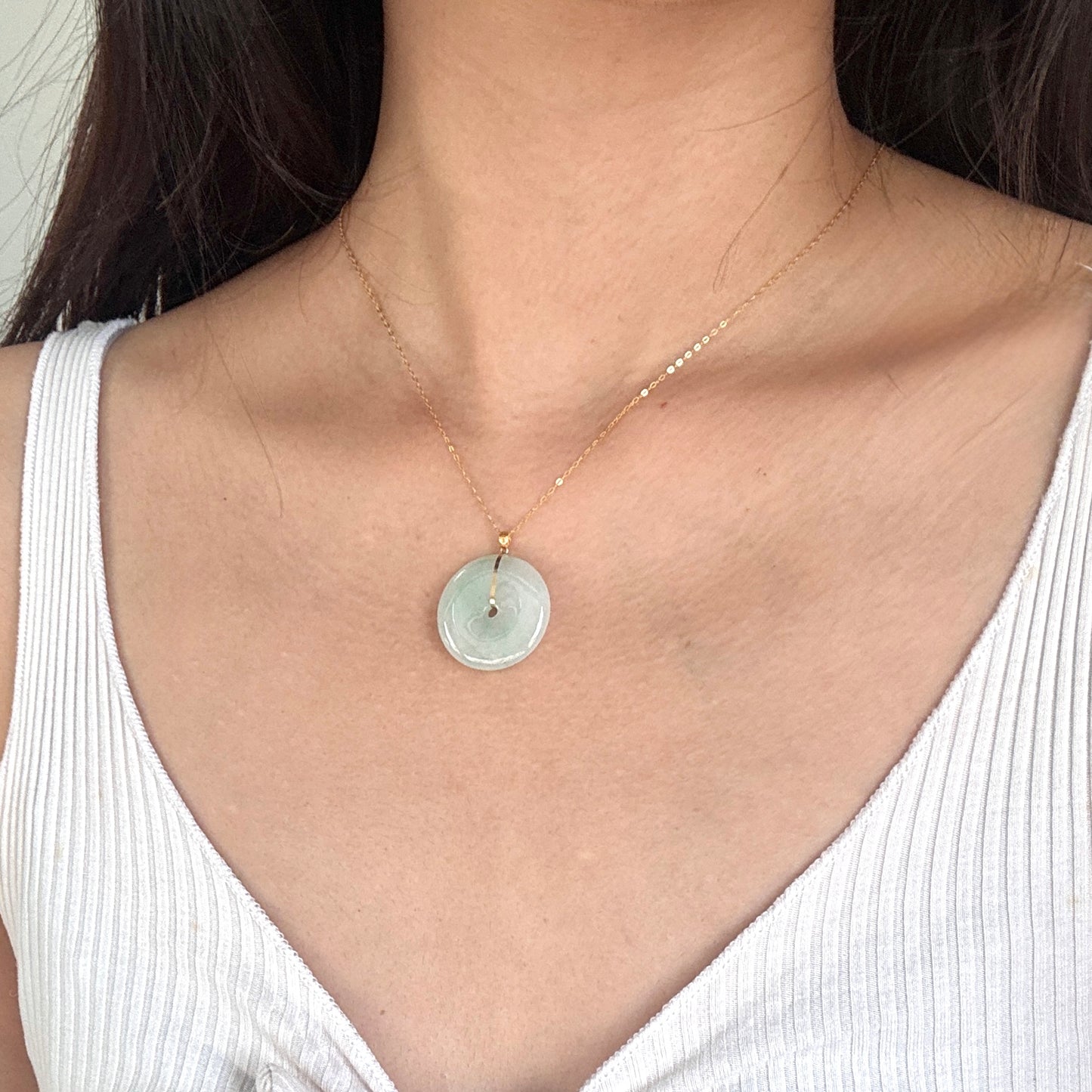 SUMMER | 18k Gold Green Jadeite Doughnut Pendant