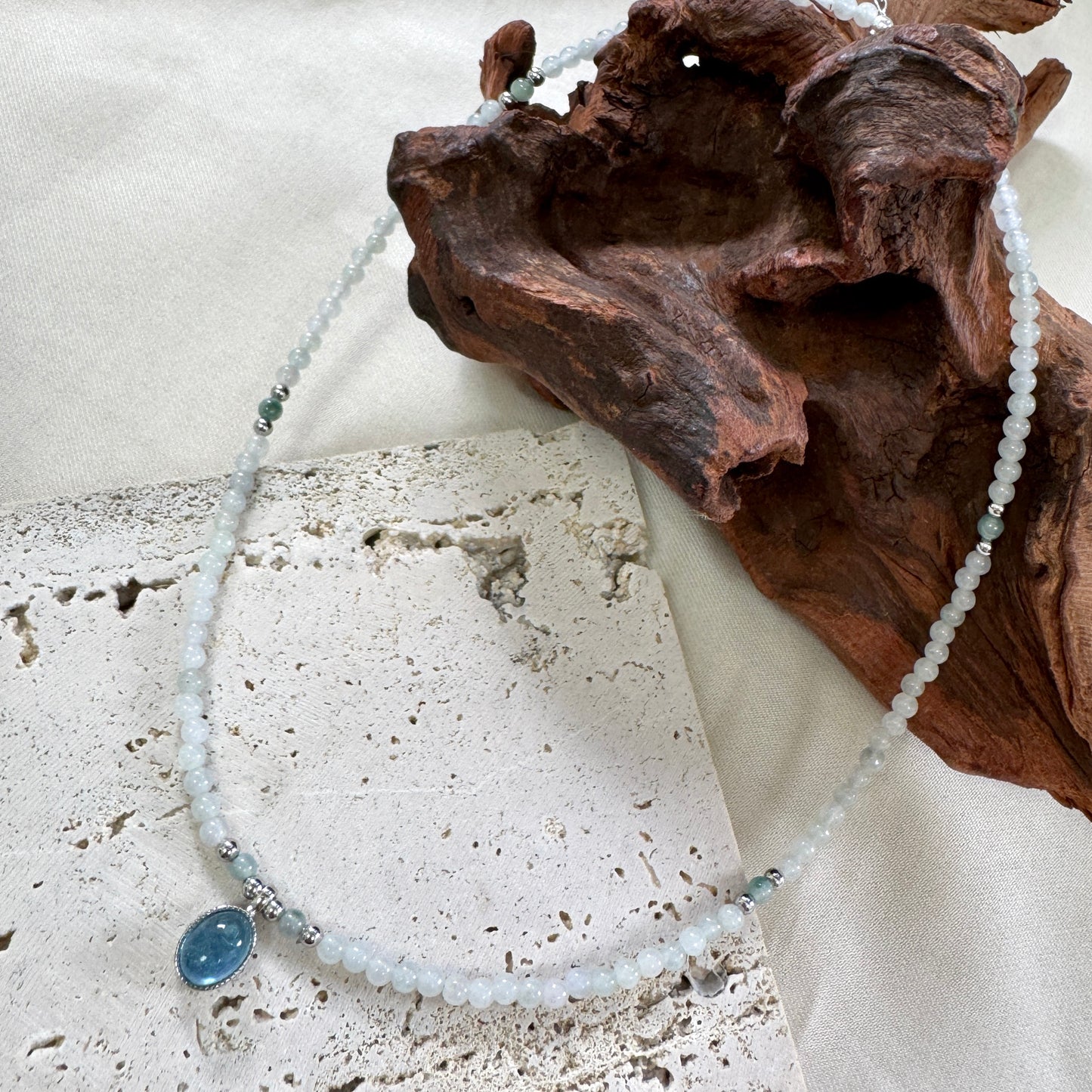 BLEU | Aquamarine x Jadeite Beaded Necklace