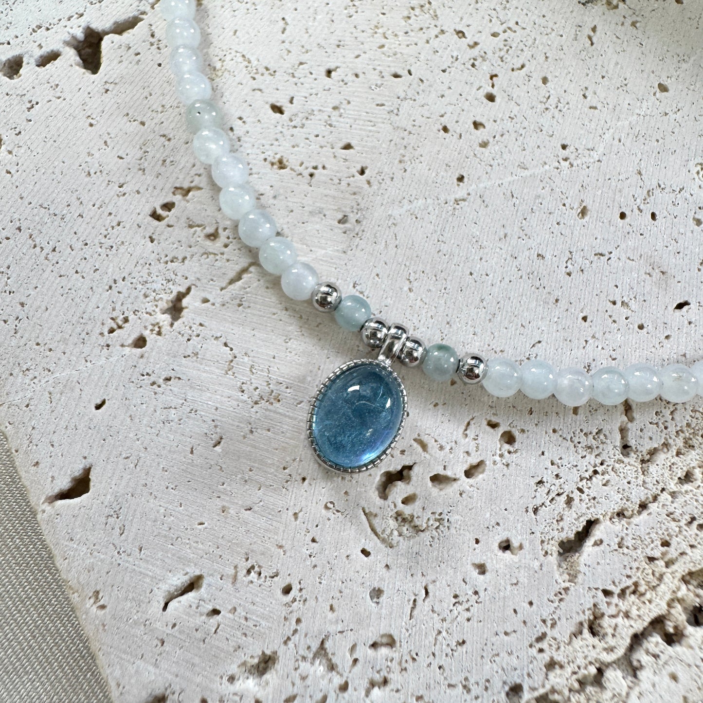 BLEU | Aquamarine x Jadeite Beaded Necklace