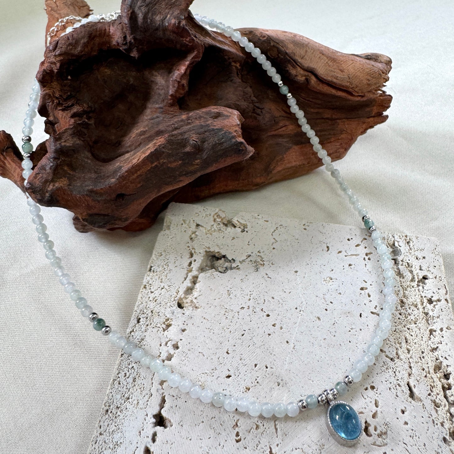 BLEU | Aquamarine x Jadeite Beaded Necklace